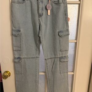 Light Wash Cargo Jeans